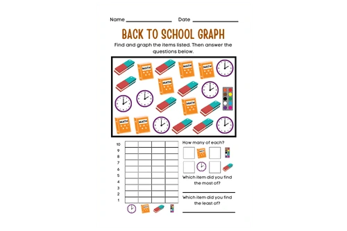 Back to School Activity Graphing Math Worksheet