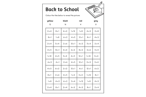Back to School Multiplication Math Worksheet
