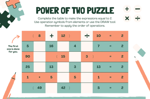 Power of 2 Math Puzzle for kids