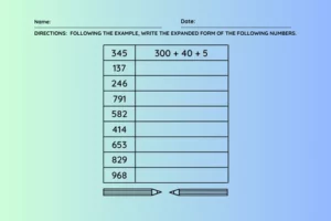 Math expanded form worksheet