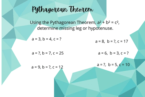 Pythagorean Theorem Practice sheet