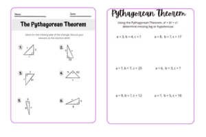 Pythagorean theorem worksheet
